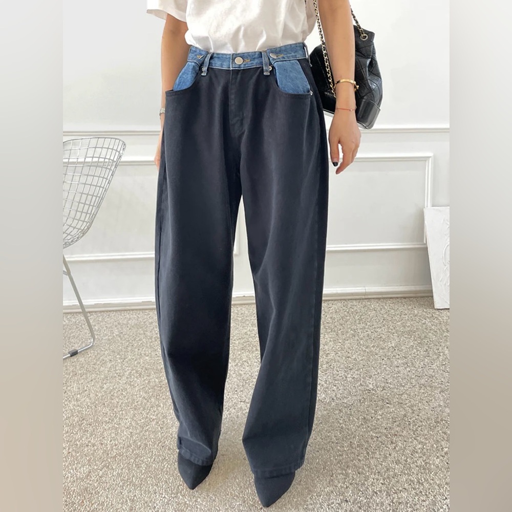 Frankie Shop Hayla Contrast Denim Pants